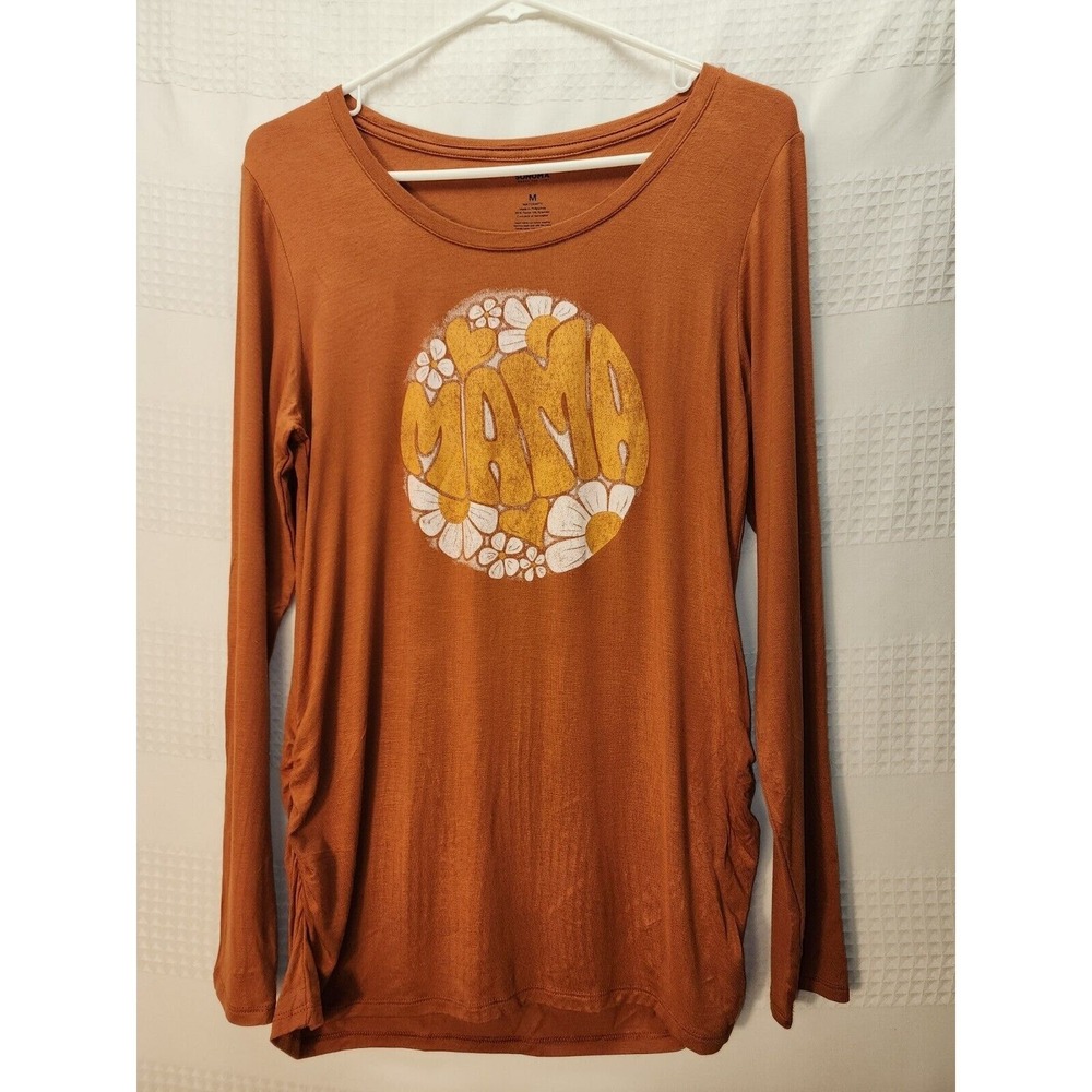 Sonoma Maternity Womens L Brown Long Sleeve Mama Graphic T-Shirt WM24K011RG